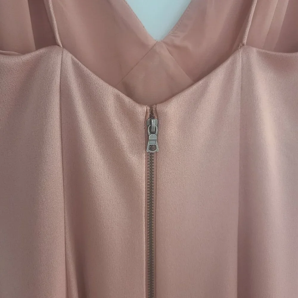 ALICE + OLIVIA Julietta V-Neck Blush Pink Slip Maxi Dress Burnt Rose Pink Size 0 - Picture 7 of 8